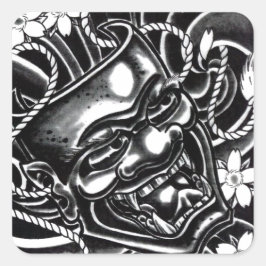Hannya Mask Tattoo Design Vierkante Sticker