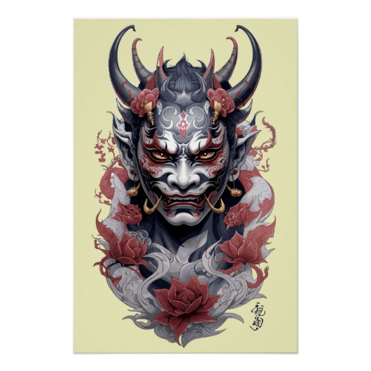 Hannya mask tattoo perfect poster (Voorkant)