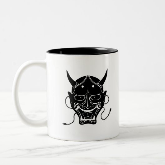 hannya masker tweekleurige koffiemok (Links)
