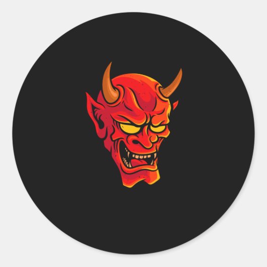Hannya Oni-Mask Japanse Demon Ronde Sticker (Voorkant)