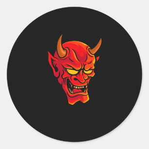 Hannya Oni-Mask Japanse Demon Ronde Sticker