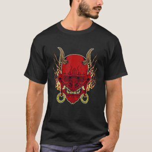Hannya Traditionele Japanse demon Oni Masker Red T-shirt