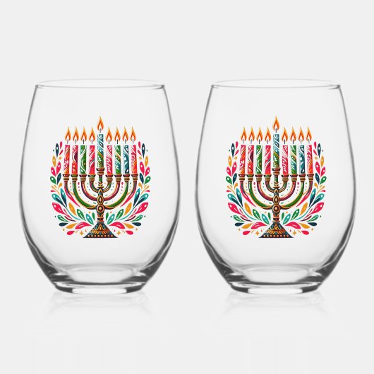 Hanoekasfestival van Lichten Wijnglas Zonder Voet (Voorkant)