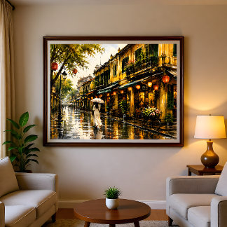 Hanoi Oude Wijk Aquarel Muur Kunstprint Poster