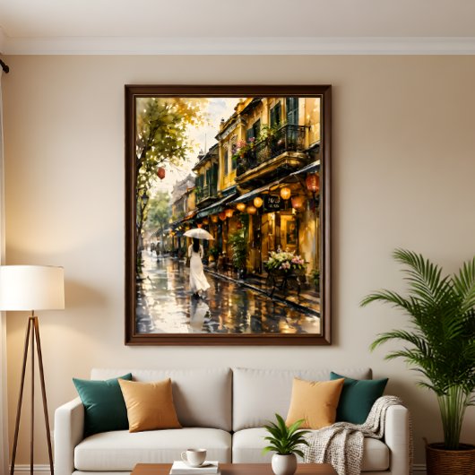 Hanoi Oude Wijk Aquarel Muur Kunstprint Poster