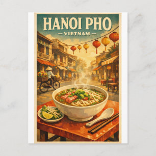 Hanoi Pho, Vietnam, in klassieke retro-stijl Briefkaart