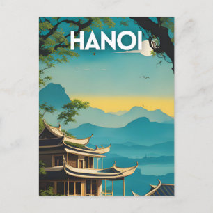 Hanoi Retro Travel Poster Briefkaart