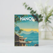 Hanoi Retro Travel Poster Briefkaart (Staand voorkant)