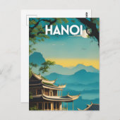 Hanoi Retro Travel Poster Briefkaart (Voorkant / Achterkant)