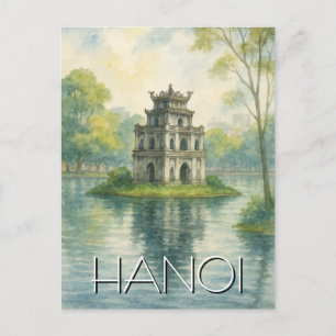 Hanoi Turtle Tower Vietnam Reizen Briefkaart