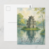 Hanoi Turtle Tower Vietnam Reizen Briefkaart (Voorkant / Achterkant)