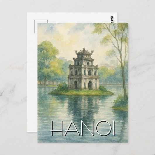Hanoi Turtle Tower Vietnam Reizen Briefkaart (Voorkant / Achterkant)