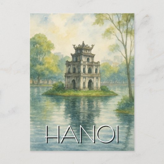 Hanoi Turtle Tower Vietnam Reizen Briefkaart (Voorkant)