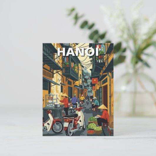 Hanoi Vietnam Alley Travel Briefkaart (Staand voorkant)
