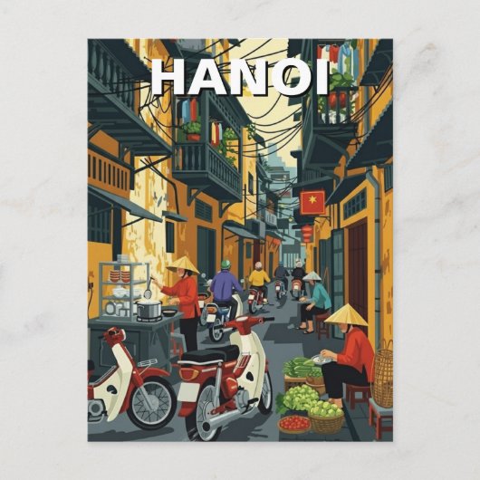 Hanoi Vietnam Alley Travel Briefkaart (Voorkant)