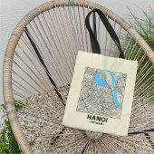 Hanoi, Vietnam, City Map Tote Bag