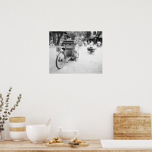 Hanoi Vietnam, Cyclo in Old Hanoi Poster (Keuken)