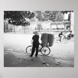 Hanoi Vietnam, Fietsbezorgster (NR) Poster