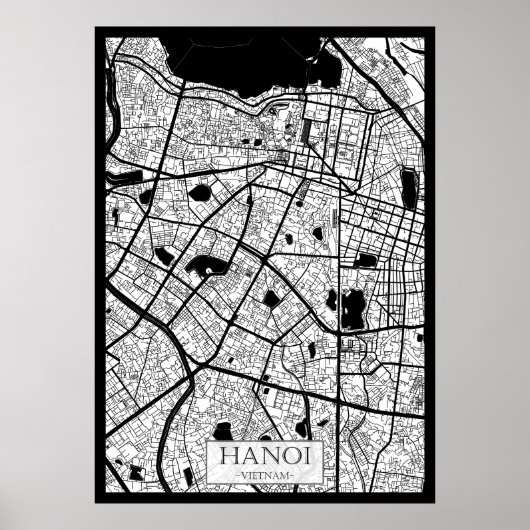 Hanoi Vietnam Kaart Poster (Voorkant)