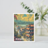 Hanoi Vietnam  Kunst Reizen Illustratie Briefkaart (Staand voorkant)