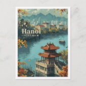 Hanoi Vietnam Kunst Reizen Illustratie Briefkaart (Voorkant)