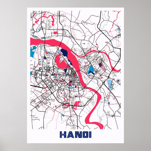 Hanoi - Vietnam MilkTea City Map Poster (Voorkant)