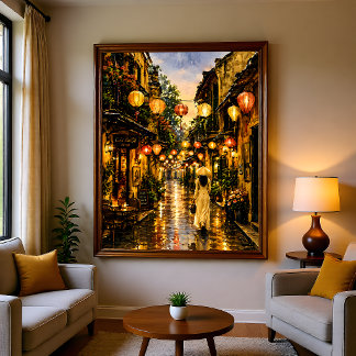 Hanoi Vietnam Oude Wijk Aquarel Wandkunst Foto Afdruk
