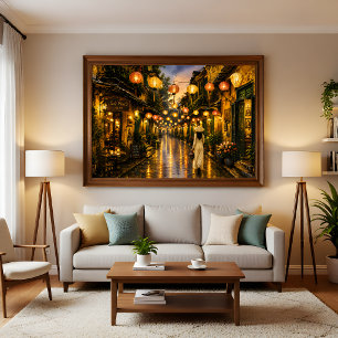 Hanoi Vietnam Oude Wijk Watercolor Wanddecoratie Poster