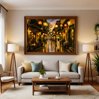 Hanoi Vietnam Oude Wijk Watercolor Wanddecoratie Poster