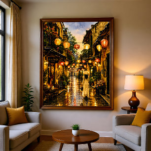 Hanoi Vietnam Oude Wijk Watercolor Wanddecoratie Poster