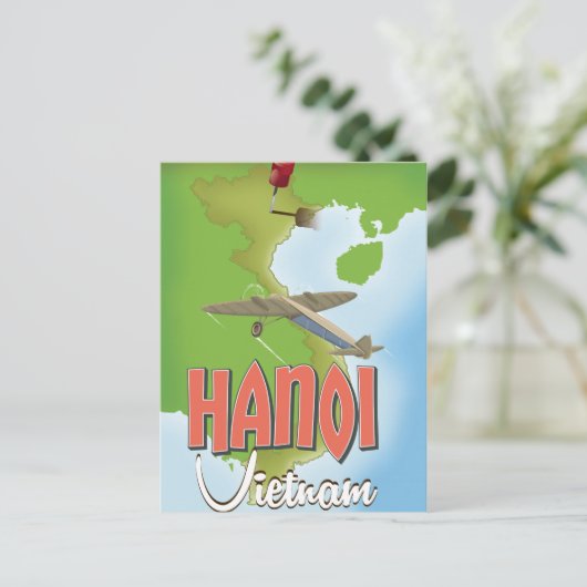 Hanoi Vietnam Reisposter Briefkaart (Staand voorkant)
