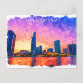 Hanoi Vietnam Skyline Vintage Reizen Briefkaart (Voorkant)