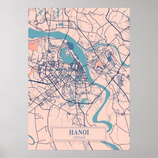 Hanoi - Vietnam Stadskaart Breezy Poster (Voorkant)