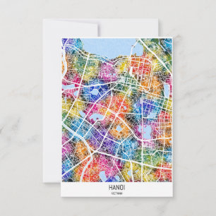 Hanoi Vietnam Stadsplattegrond Bedankkaart
