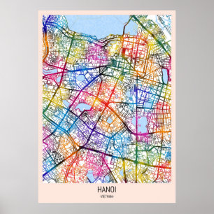 Hanoi Vietnam Stadsplattegrond Poster