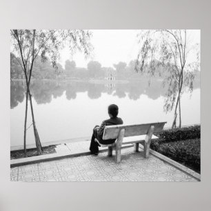 Hanoi Vietnam, Uitzicht van het Hoan Kiem Lake (NR Poster