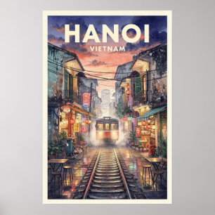 Hanoi Vietnam Vintage Reizen Poster