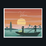Hanoi, Vietnam Vintage retro toerisme Briefkaart<br><div class="desc">vintage,  retro,  reizen,  modern,  waterverf,  Hanoi,  Vietnam,  toerisme, </div>