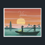 Hanoi, Vietnam Vintage retro toerisme Briefkaart<br><div class="desc">vintage,  retro,  reizen,  modern,  waterverf,  Hanoi,  Vietnam,  toerisme, </div>