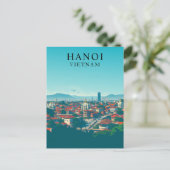 Hanoi, Vietnam Vintage Travel Art Briefkaart (Staand voorkant)