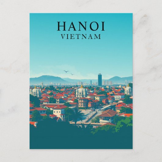 Hanoi, Vietnam Vintage Travel Art Briefkaart (Voorkant)