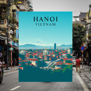 Hanoi, Vietnam Vintage Travel Art Briefkaart