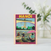 Hanoi vintage reisposter briefkaart (Staand voorkant)