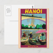 Hanoi vintage reisposter briefkaart (Voorkant / Achterkant)