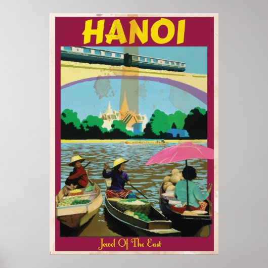 Hanoi vintage reisposter poster (Voorkant)
