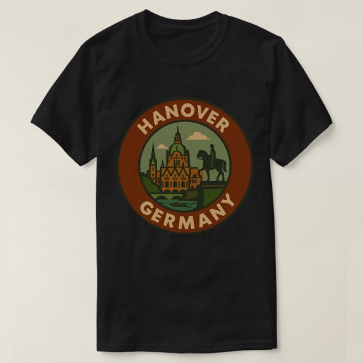 Hanover Duitsland Stad Kunst T-shirt (Design voorkant)