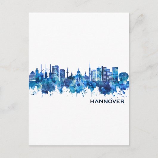 Hanover Germany Skyline Blue Feestdagenkaart (Voorkant)