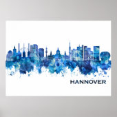 Hanover Germany Skyline Blue Poster (Voorkant)