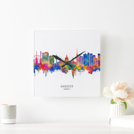 Hanover Germany Skyline Vierkante Klok (Huis)