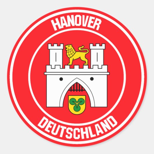 Hanover Round Emblem Ronde Sticker (Voorkant)